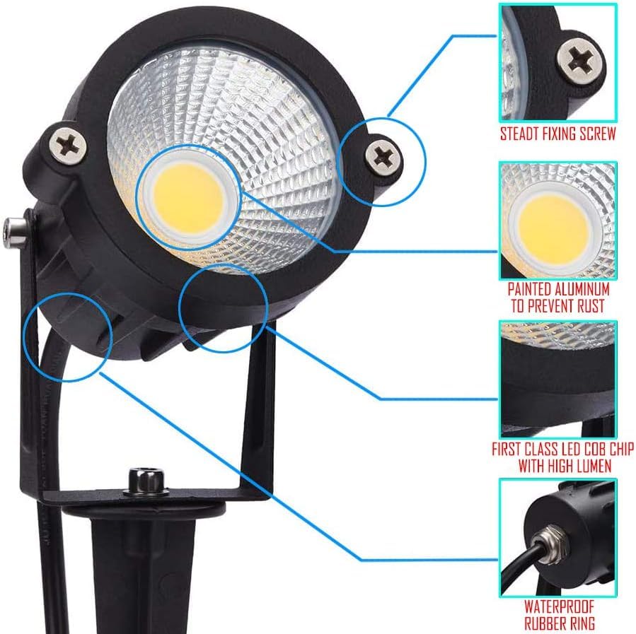 Ygapuzi - 5W LED Landscape Lights, 12V Low Voltage, Cool White, Pack of 2