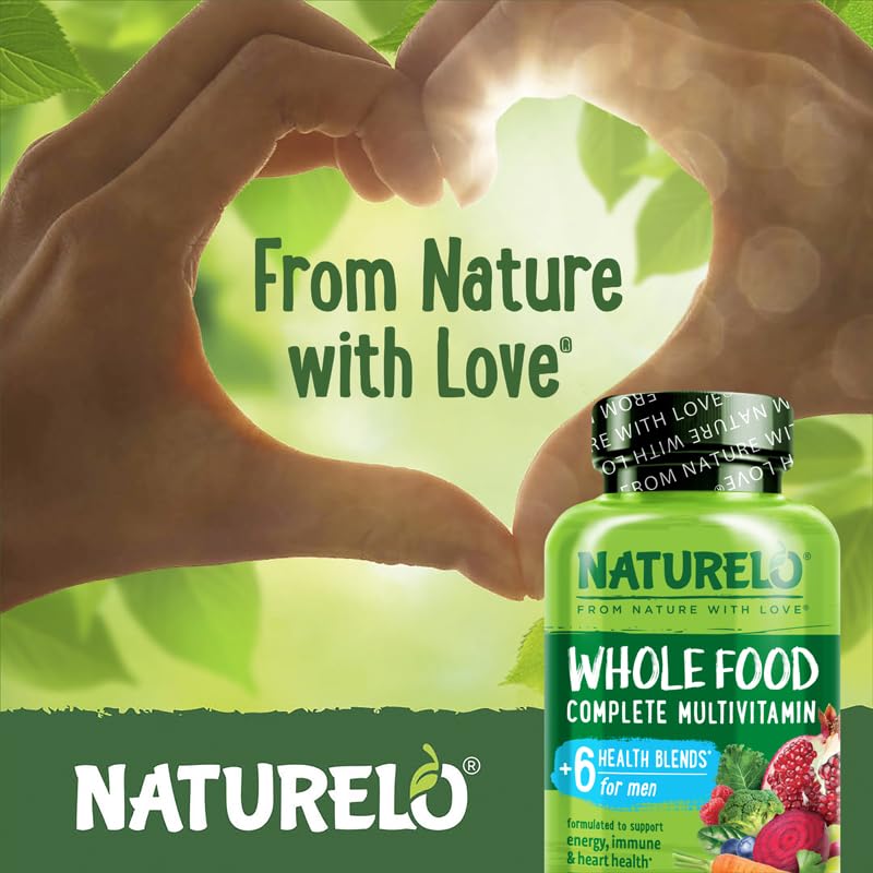 NATURELO Mens Multivitamins - Whole Food Multivitamin for Men with Vitamins, Minerals - 120 Vegetarian Capsules for Energy, Brain, Heart, Eye Health* - Medaid International