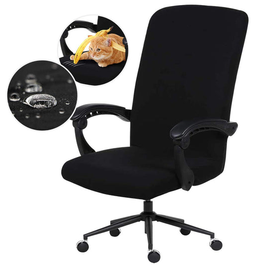 Water Resistant Stretch Computer Office Chair Cover with Durable Zipper Universal Washable Removable Spandex Rotating Boss Chair Slipcovers Anti-dust Soft Desk Chair Seat Protector for Dogs Cats Pets - Medaid International