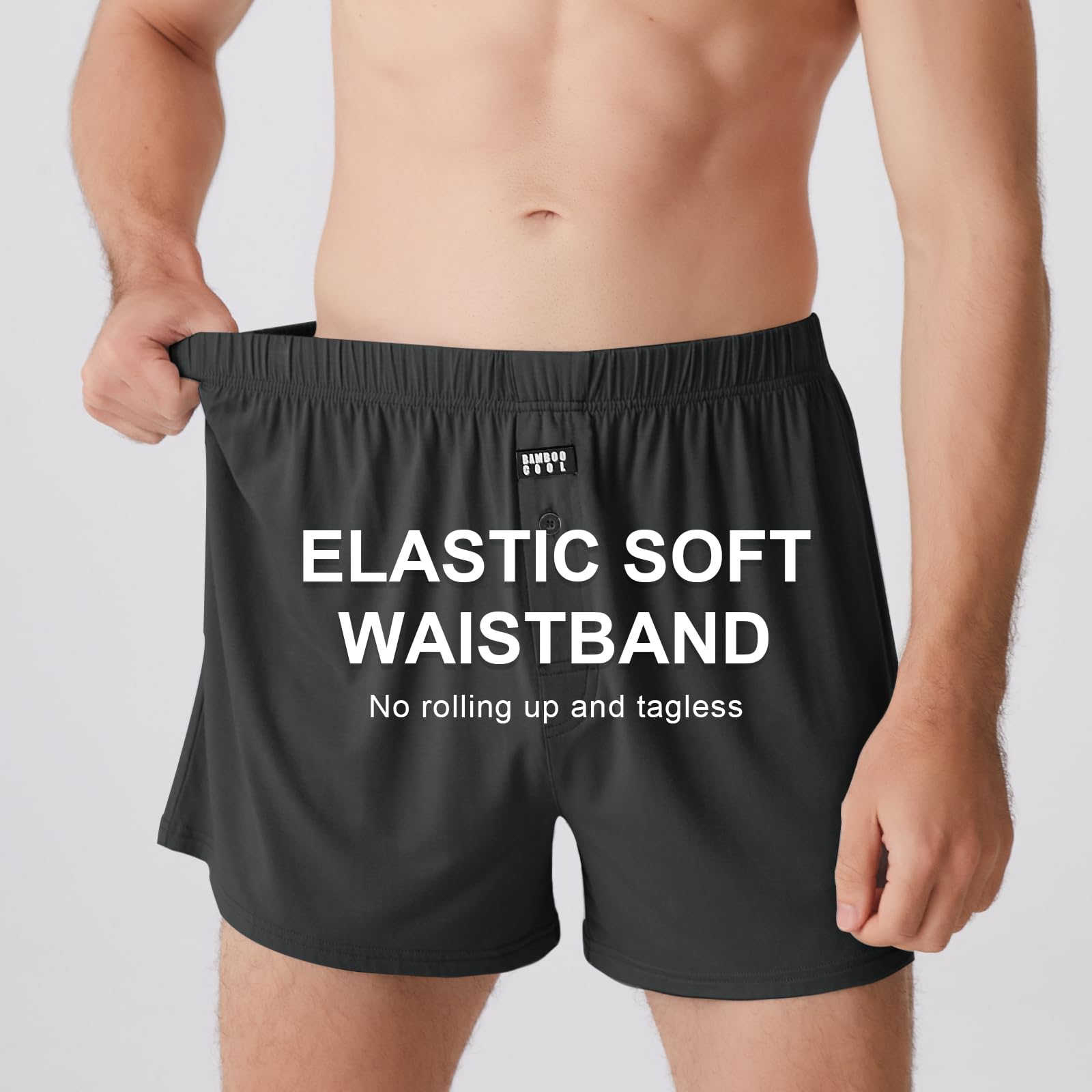 BAMBOO COOL Men's Boxers Underwear Boxer Shorts for Men Classic Lounge Loose Stretch Short (3 Pack), Large - Medaid International