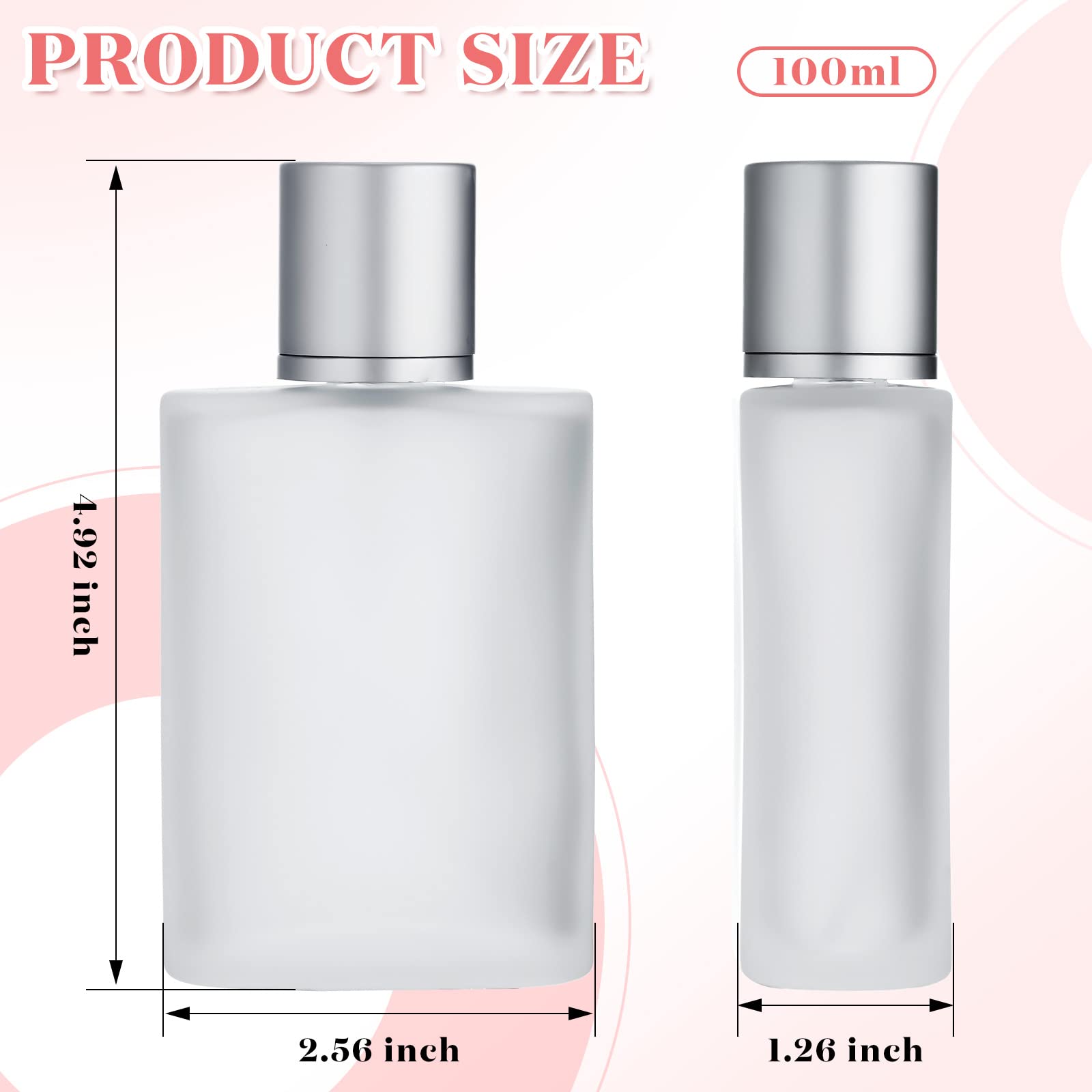 Tessco for you 6 Pcs 100ml / 3.4 Ounces Frosted Glass Bottle Perfume Atomizer refillable Spray Empty Perfume Dispenser Fine Mist Atomizer Cosmetic Container for Travel Men Women(Silver Gray) - Medaid International