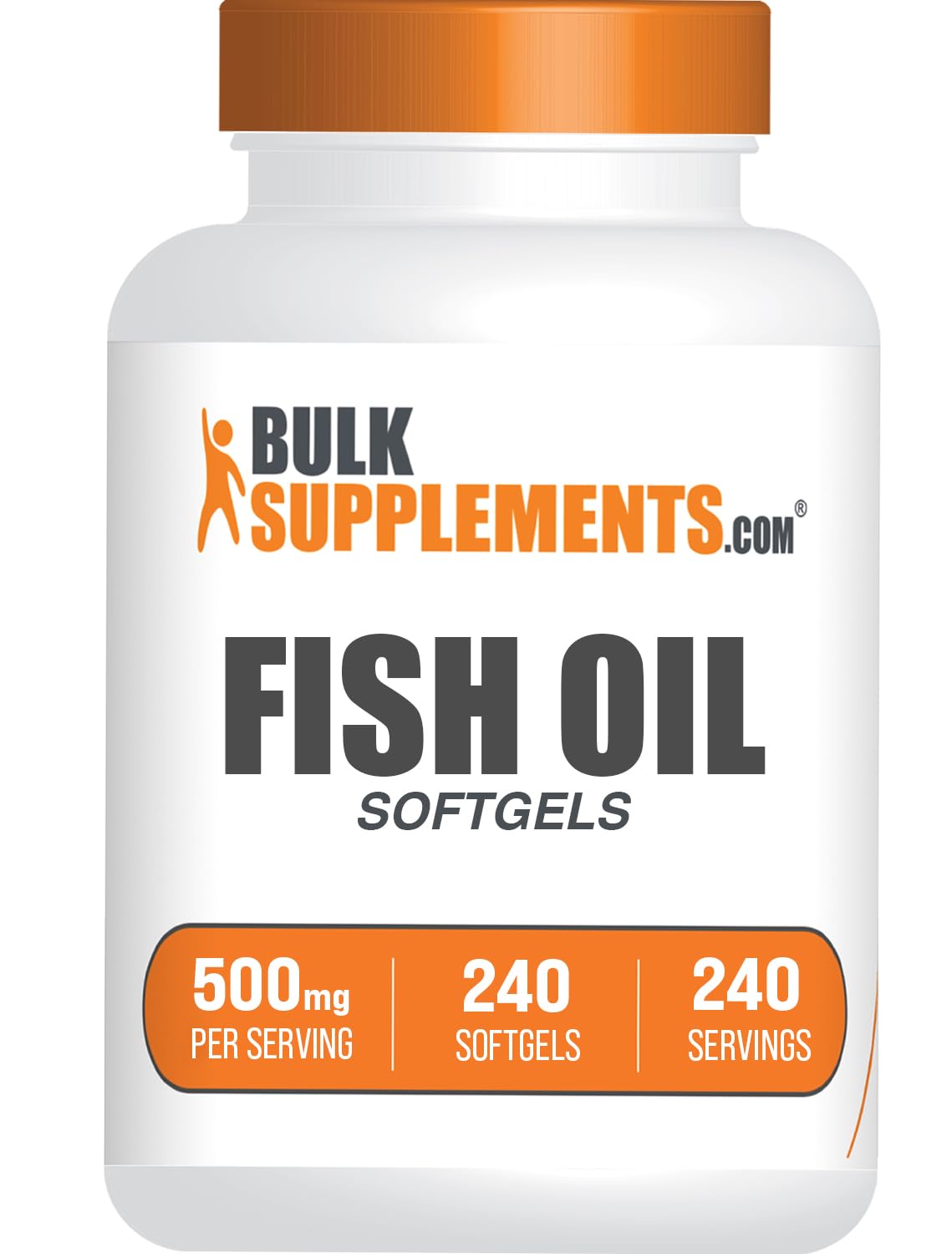 BulkSupplements.com Fish Oil 500mg Softgels - Omega 3 Supplements, Fish Oil Supplements - Gluten Free, 1 Softgel per Serving, 240 Count (Pack of 1) - Medaid International