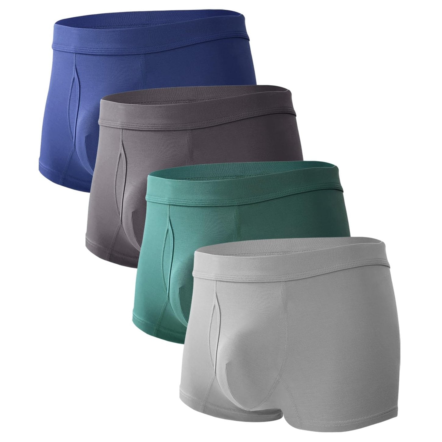 BAMBOO COOL Men's Trunks Underwear Soft Breathbale with Stretchy Full Coverage Waistband and Open Fly Pouch 4 Pack - Medaid International