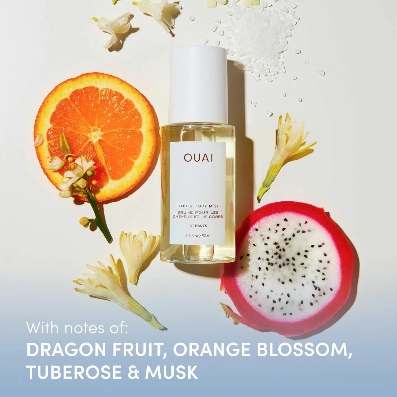 OUAI St. Barts Hair and Body Mist - Tropical-Scented Hair Perfume and Body Spray - Notes of Dragonfruit, Orange Blossom, Tuberose & Musk (3.3 Fl Oz) - Medaid International