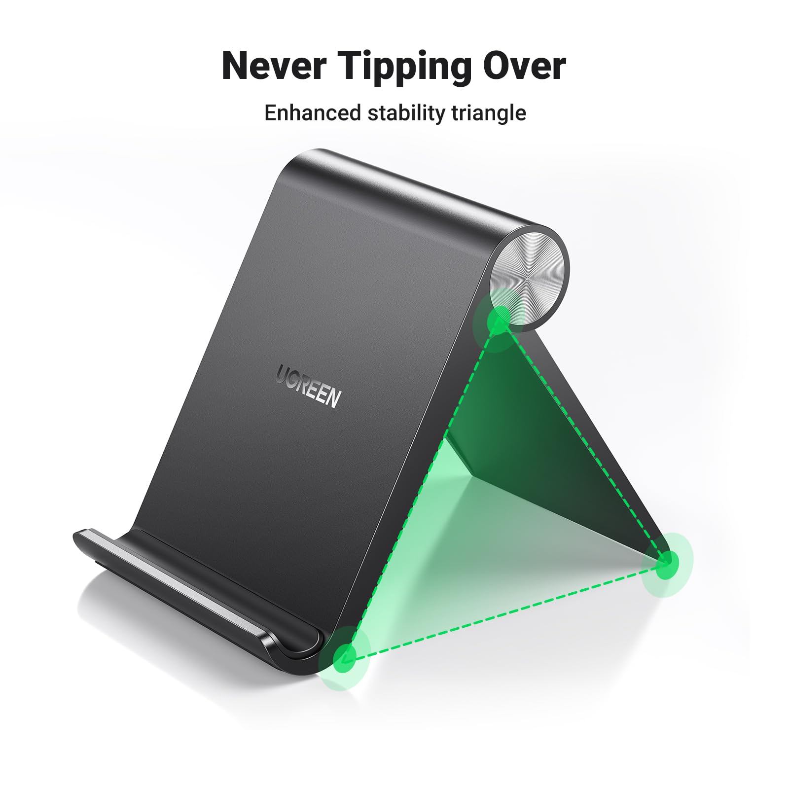 UGREEN Cell Phone Stand for Desk Portable Foldable Phone Holder Angle Adjustable Compatible with iPhone 17 Air 16 15 Pro Max 14 Plus, iPhone 13 12 11 SE XS XR Smartphone, Mini Size, Black - Medaid International