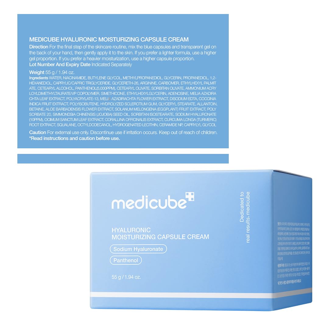 medicube Hyaluronic Acid Capsule Cream | 120H Long-Lasting Hydration, Barrier Care & Calming Daily Facial Moisturizer For All Skin Types | With Hyaluronic Acid, Panthenol & Ceramides | Korean Skincare - Medaid International
