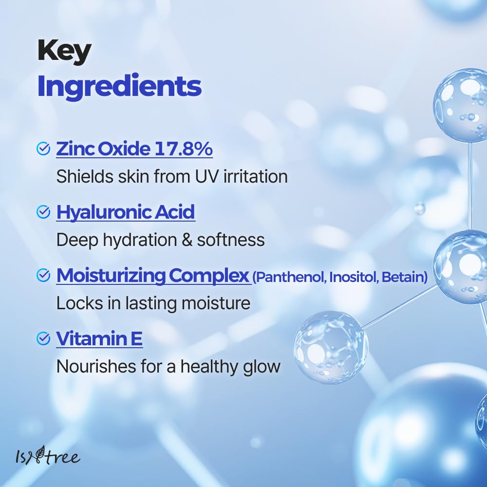 ISNTREE Hyaluronic Acid Natural Suncream 50ml, 1.69 fl oz | SPF 50 | Korean Skincare | Moisturizing | No White Cast | Korean Sunscreen | Broad Spectrum | Mild Formula - Medaid International