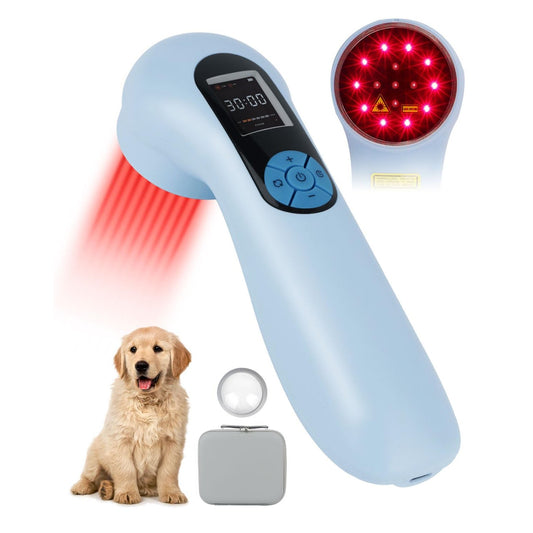 LLLT Cold Laser Therapy Device with Protective Magnetic Cover, 5 * 808nm & 10 * 650nm Human/Vet Handheld Infrared Red Light Therapy, Pet Dogs Treatment Device for Muscle Pain Relief & Improve Healing - Medaid International