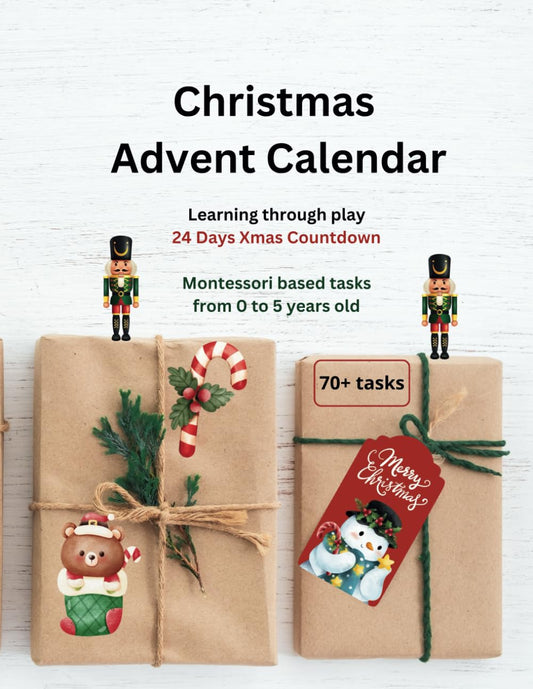 Christmas Advent Calendar with Montessori tasks, 24 Days Xmas Countdown: Learning through play, ready tasks for each day, 70+ - Medaid International