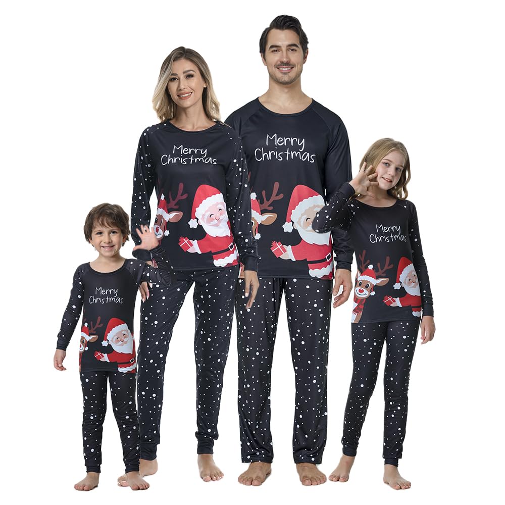 VENTELAN Family Matching Christmas Pajamas Set Holiday Santa Claus Sleepwear Xmas PJS Set for Couples and Kids,Men,2XL - Medaid International