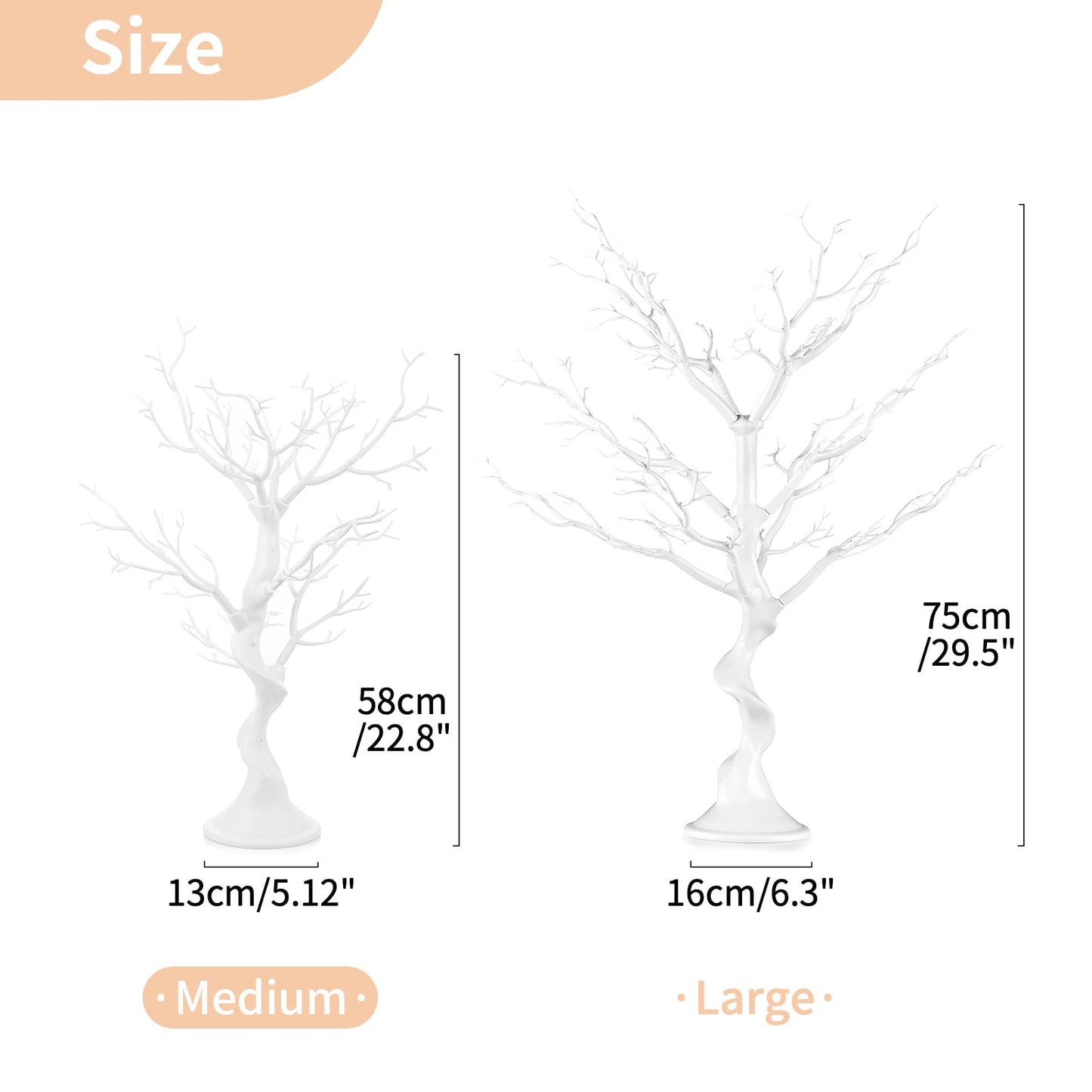 Nuptio White Christmas Tree Branch Artificial 22.8 inch Tall Manzanita Tree Centerpiece Wedding Centerpieces for Tables, Decorative Ornament Display Tree Branches for Decoration Weddings (1 Pc) - Medaid International