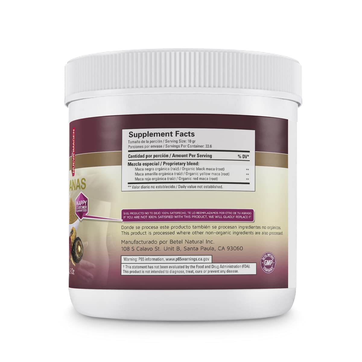 Betel Natural Organic 3 Peruvian Macas Powder Black, Yellow, and Red Maca from Peru - 8 Oz - Medaid International