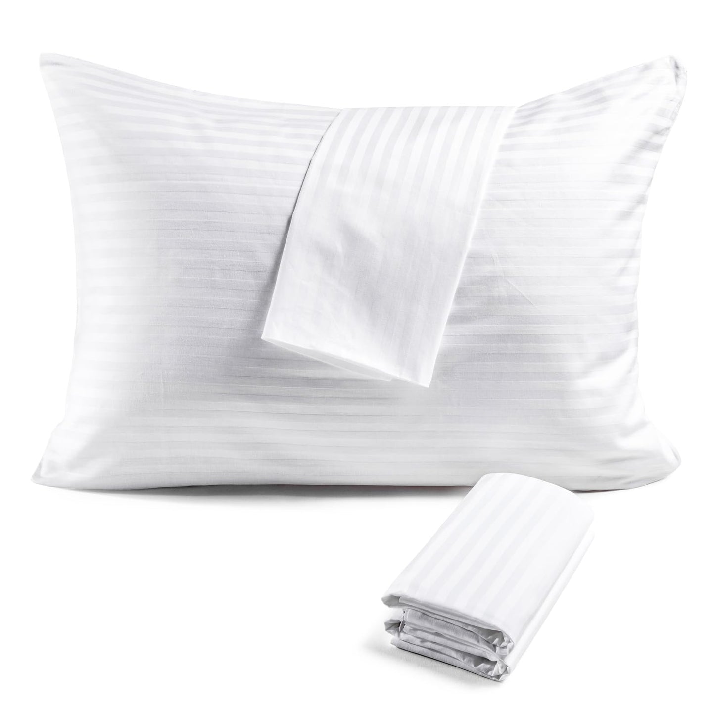 FAUNNA 600TC 100% Cotton Pillow Protectors, Standard Size (20x26), 4 Pack, Oeko-TEX Certified, Hotel Grade Pillow Cover with Silent Zipper, Zip Up Pillow Cases, White - Medaid International