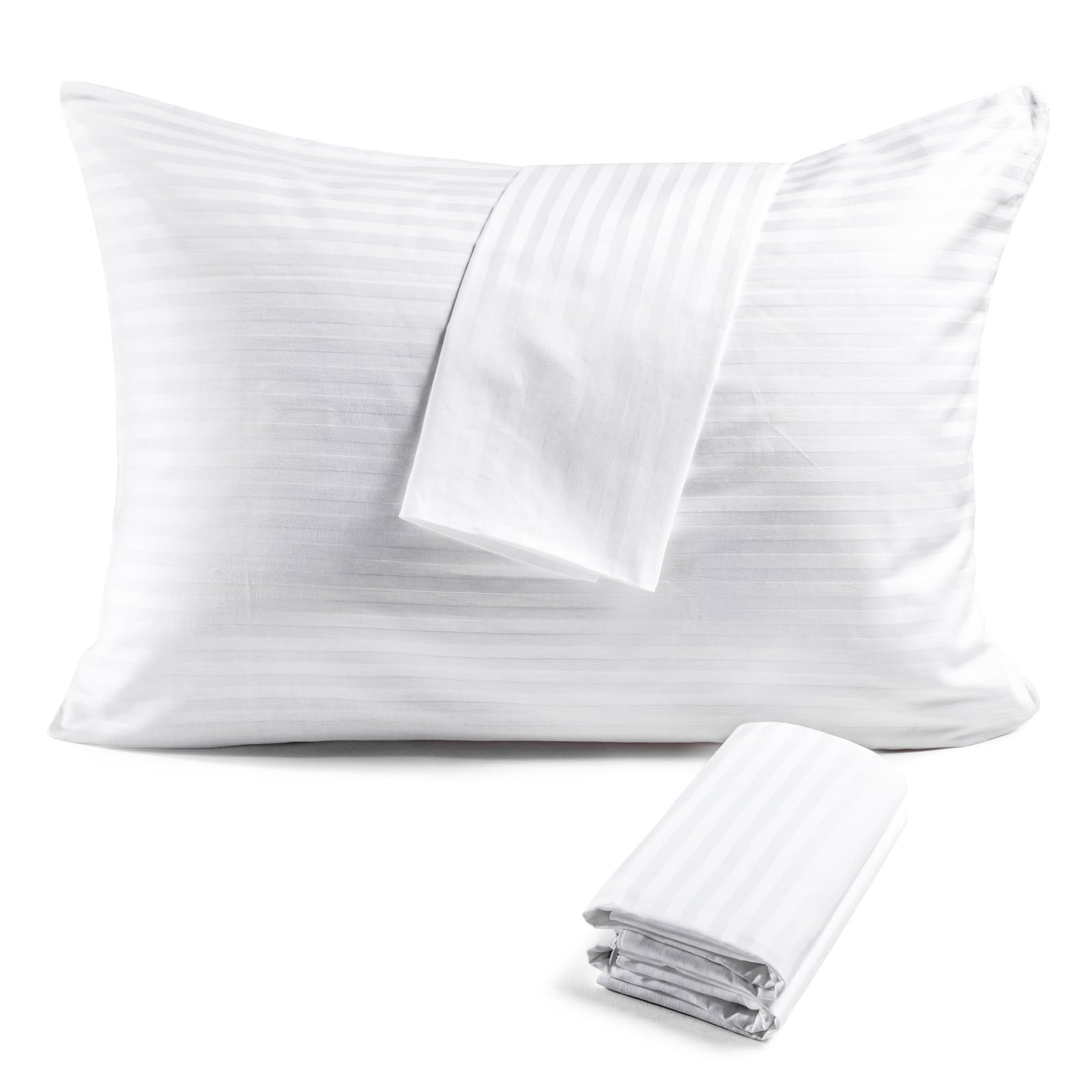 FAUNNA 600TC 100% Cotton Pillow Protectors, Standard Size (20x26), 4 Pack, Oeko-TEX Certified, Hotel Grade Pillow Cover with Silent Zipper, Zip Up Pillow Cases, White - Medaid International