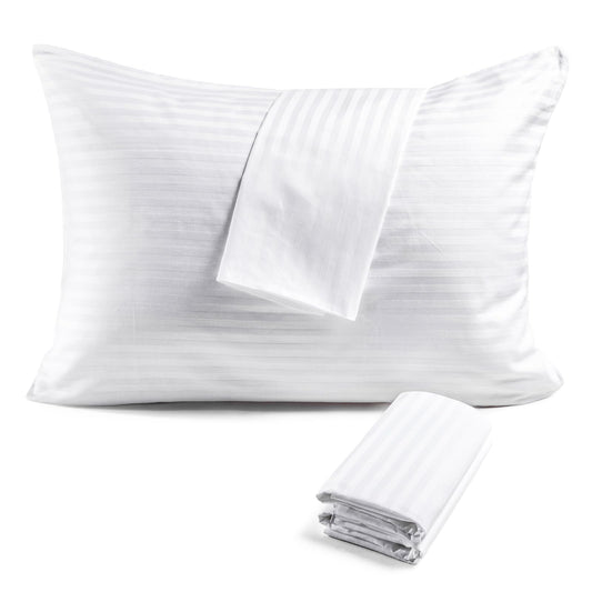 FAUNNA 600TC 100% Cotton Pillow Protectors, Standard Size (20x26), 4 Pack, Oeko-TEX Certified, Hotel Grade Pillow Cover with Silent Zipper, Zip Up Pillow Cases, White - Medaid International