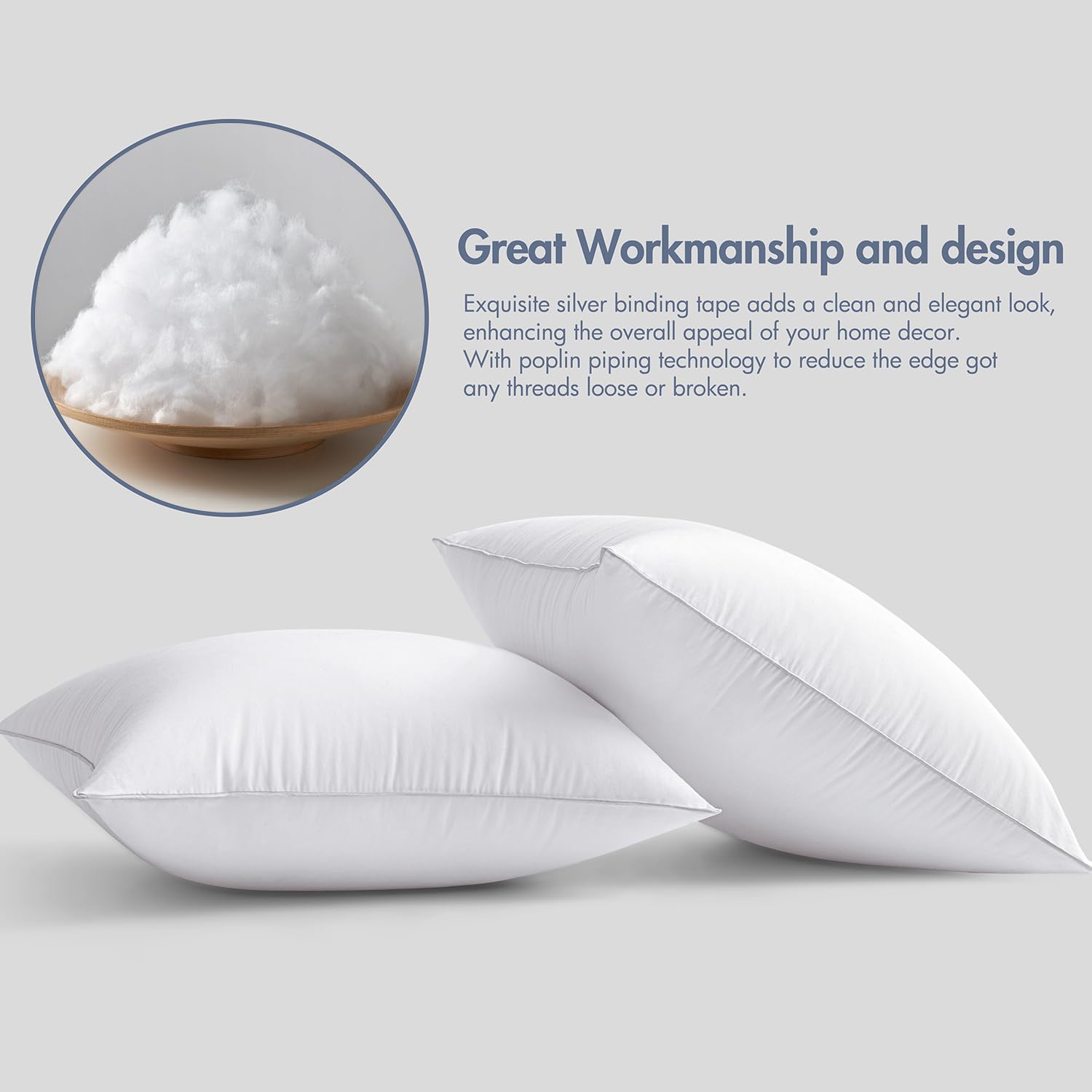 MIULEE 20 x 20 Pillow Inserts (Set of 2) -Throw Pillows for Couch Sofa with 100% Cotton Covers - Medaid International