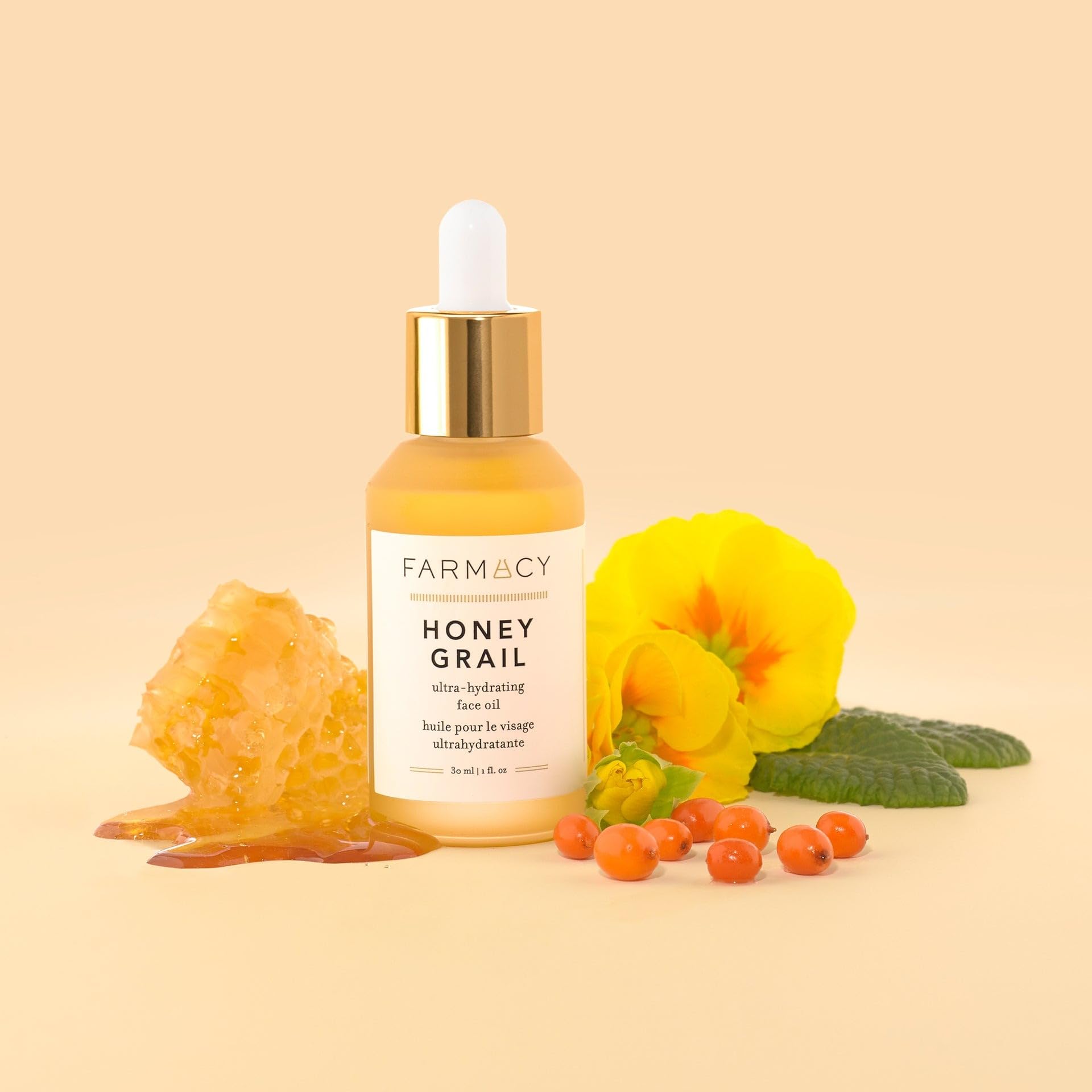 Farmacy Hydrating Face Oil - Honey Grail Nourishing Oil for Skin & Hair - Infused with Sea Buckthorn Oil, Rosehip Oil & Buckwheat Honey to Moisturize & Maintain a Healthy Skin Barrier (30ml) - Medaid International