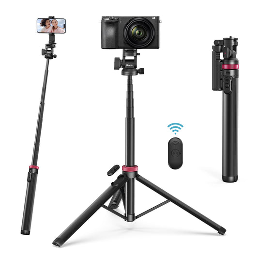 ULANZI MT-78 Extendable Phone Tripod, metal 72.83" Selfie Stick Camera Tripod Stand with 2 in 1 Phone Clip, 360° Ball Head Camera Tripod with cold shoe for iPhone 17 Sony Canon, Lightweight for Travel - Medaid International