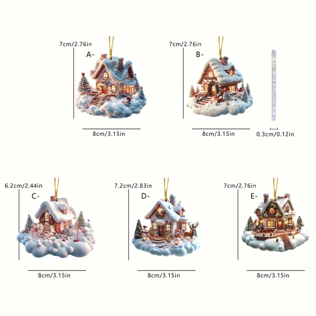 1pc Christmas Acrylic Ornaments Castle Snow House Hanging Pendant Xmas Decoration For Home Christmas Party New Year Gift - Medaid International