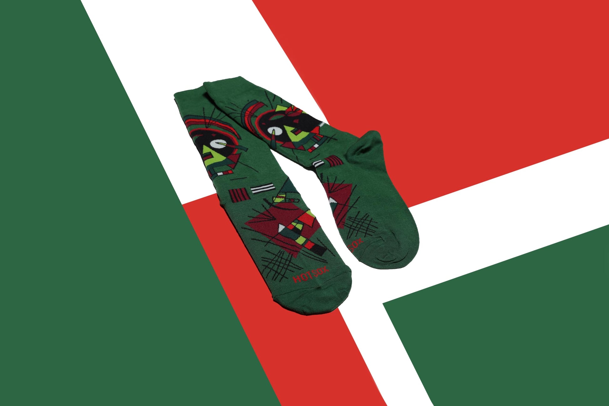 Hot Sox Men's Kandinsky Xmas Crew Sock 1 Pair Pack, Green, Men's Shoe Size: 6-12 - Medaid International