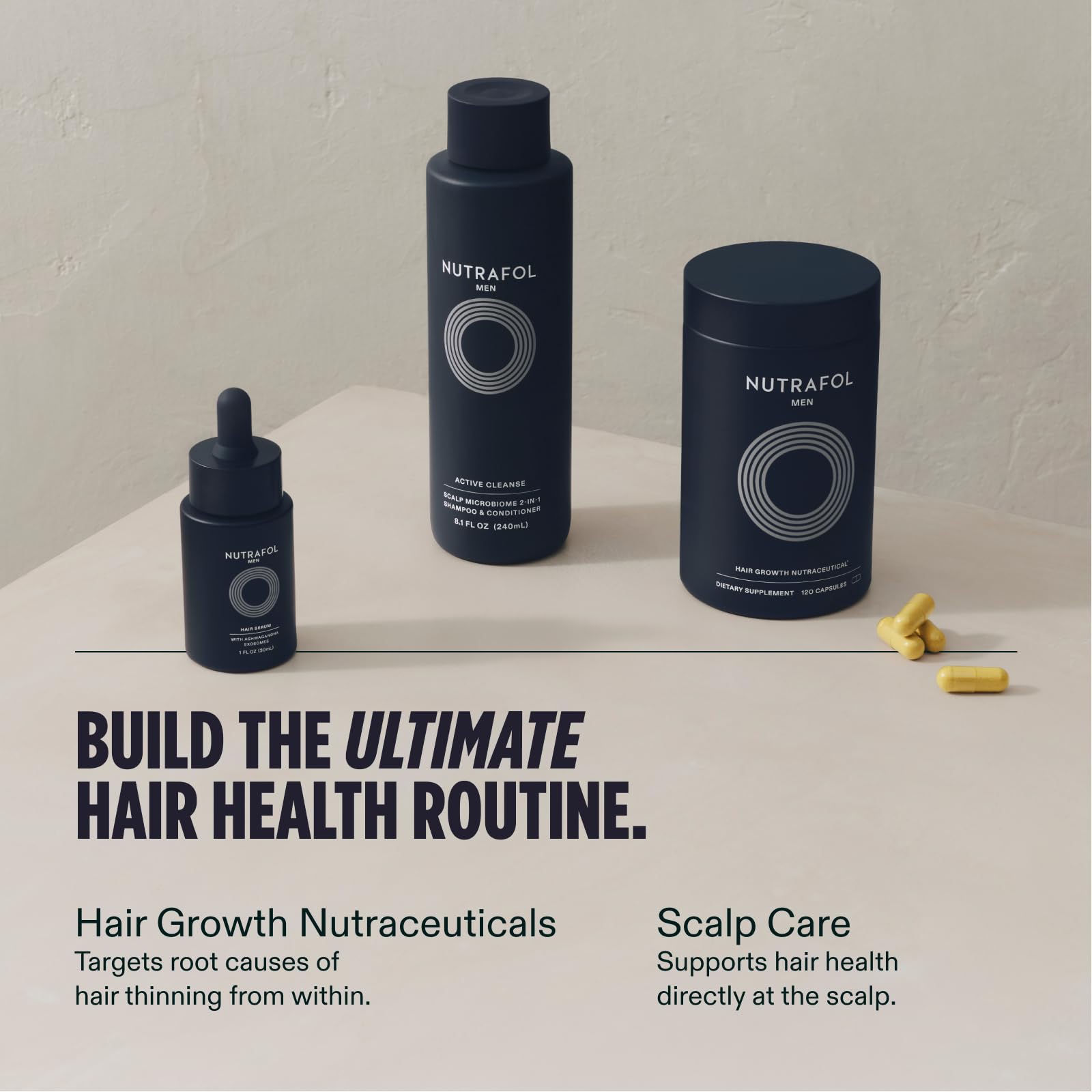 Nutrafol Men's Hair Growth Supplements, Clinically Tested for Visibly Thicker Hair and Scalp Coverage, Dermatologist Recommended - 1 Month Supply - Medaid International