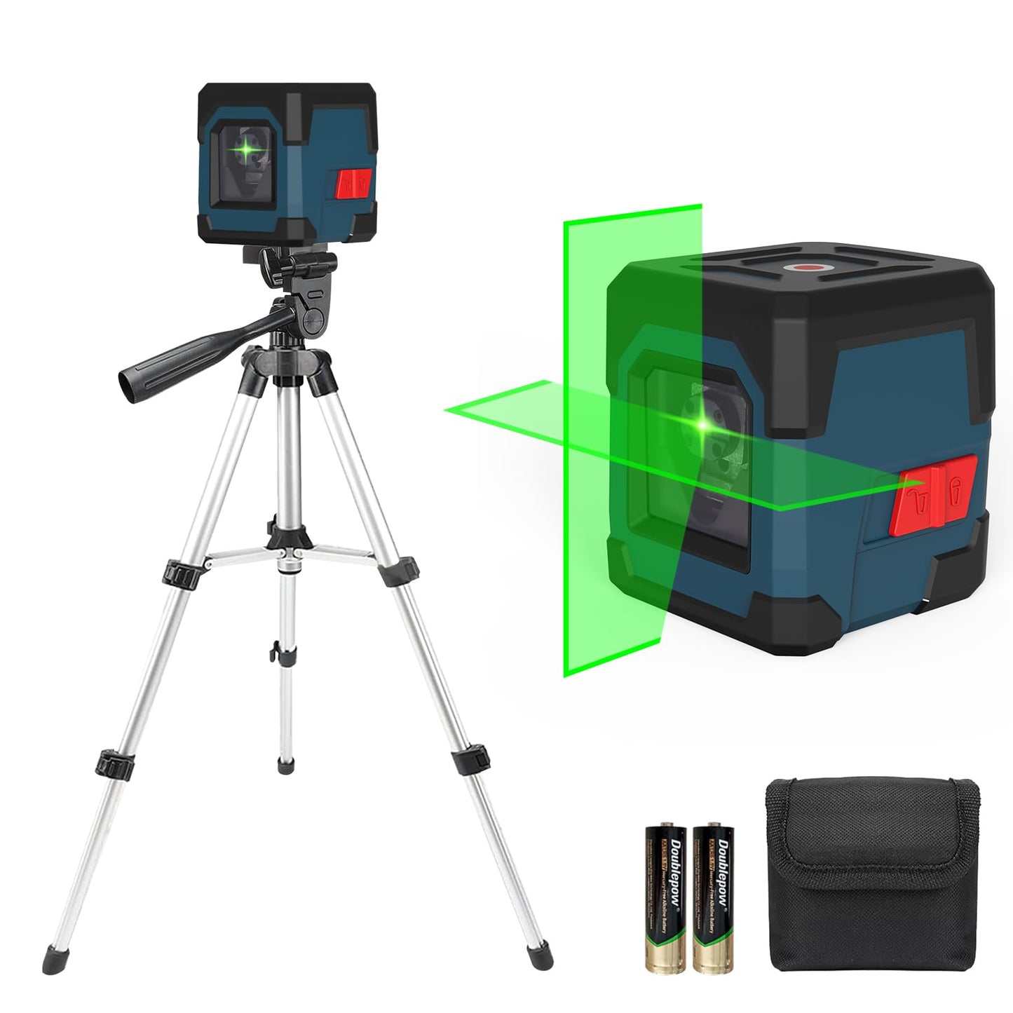 Laser Level, RockSeed Cross Line Laser with Self-Leveling, Vertical and Horizontal Line, Rotatable 360 Degree, Carrying Pouch, Battery Included (Green with27 inch Tripod) - Medaid International