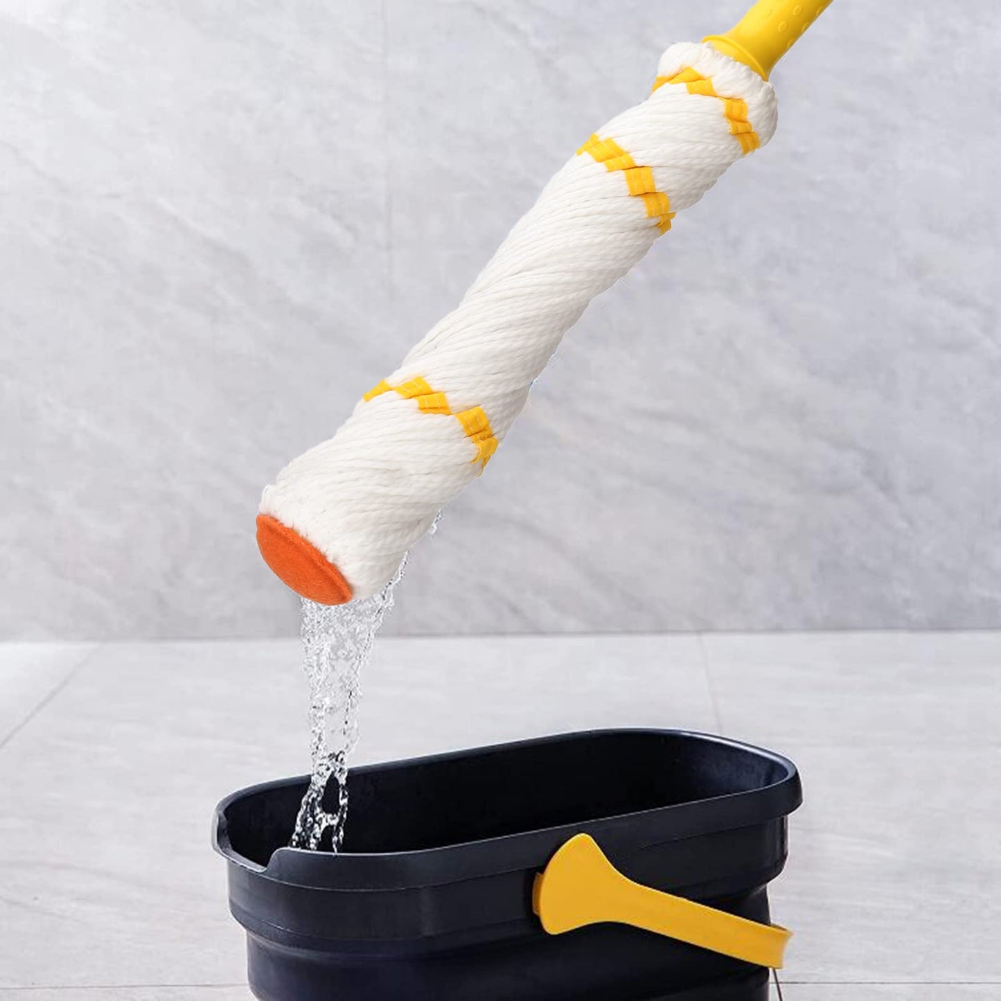 KeFanta Self-Wringing Twist Mop for Floor Cleaning, Long Handled Microfiber Floor Mop with Top Scouring Pad for Kitchen, Hardwood, Restaurant, Bathroom, Garages, Warehouses, Office,57-inch - Medaid International