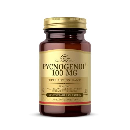 Solgar Pycnogenol 100 mg, 30 Vegetable Capsules - Antioxidant Protection - Healthy Leg & Vein Support - Non-GMO, Vegan, Gluten Free, Dairy Free, Kosher - 30 Servings - Medaid International