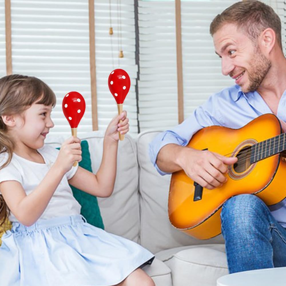 4 قطع ماراكاس ليفلوكس 2 نمط ماراكاس آلات الإيقاع اليدوية (الوان حمراء وفاخرة) - Medaid International