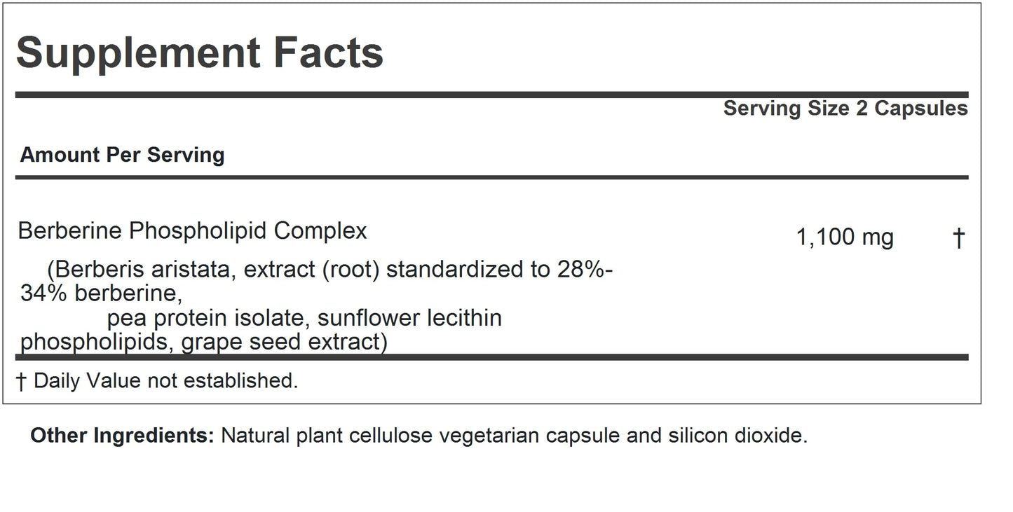 ANDREW LESSMAN Berberine Phospholipid Complex 30 Capsules - Barberry Root Extract. Small Easy to Swallow Capsules - Medaid International