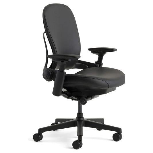 Steelcase Leap Office Chair V2 - Ergonomic Work Chair with Wheels for Carpet Flooring - Work Chair Supports Unique Body Shape - with Natural Glide System & Liveback Technology - Black Leather - Medaid International