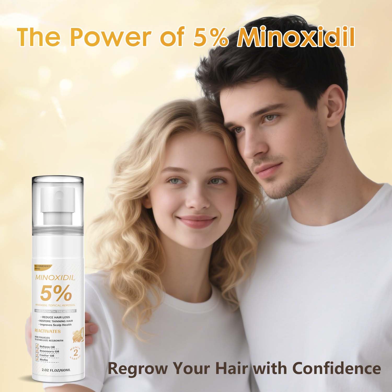 Minoxidil for Men and Women, Hair Growth Biotin Serum with Batana and Rosemary for Hair Beard Regrowth Treatments Extra Strength Hair Loss Solution, Clinically Proven to Regrow Thicker - Medaid International