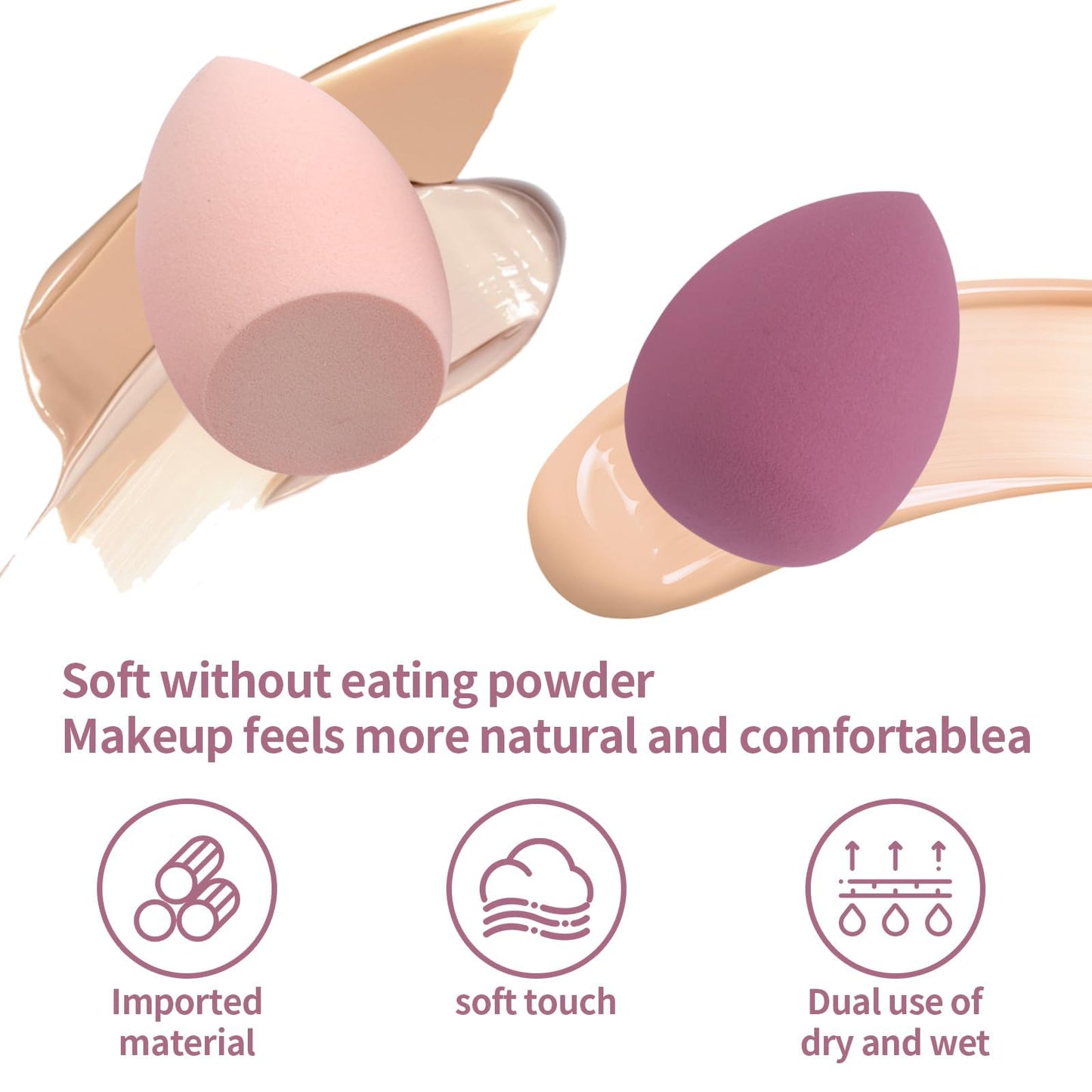 Makeup Sponges Set of 4 with Egg Case - Beauty Blender for Flawless Foundation Application with Cream, Powder, Liquid - Makeup Sponge Blender (Random Color) - Medaid International