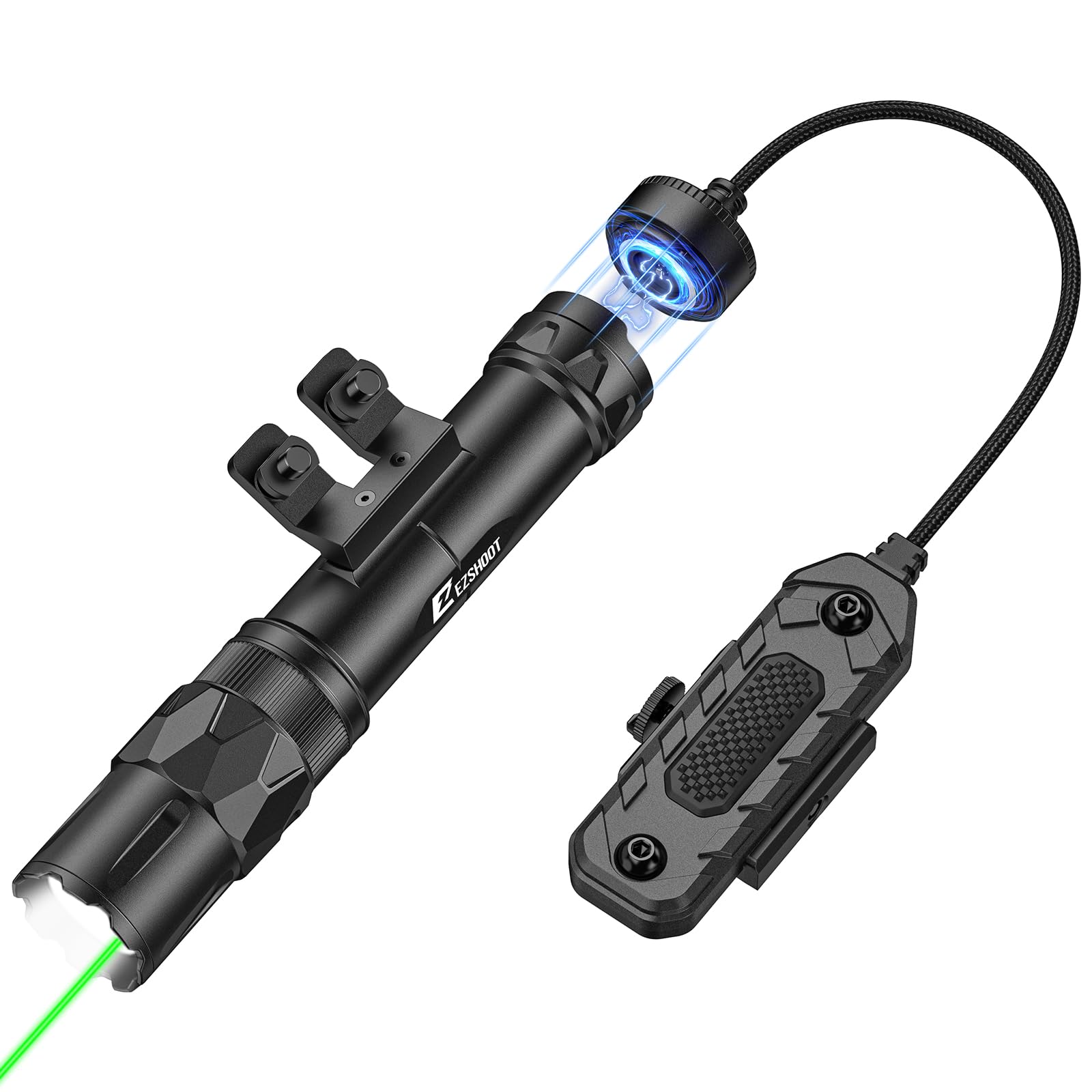 EZshoot 2500 Lumens Rifle Laser Light Combo Compatible with M-Rail, Rechargeable Ar Light Laser Combo with Magnetic Remote Switch, Tactical Rifle Flashlight with Strobe Mode for Home Defense, Hunting - Medaid International
