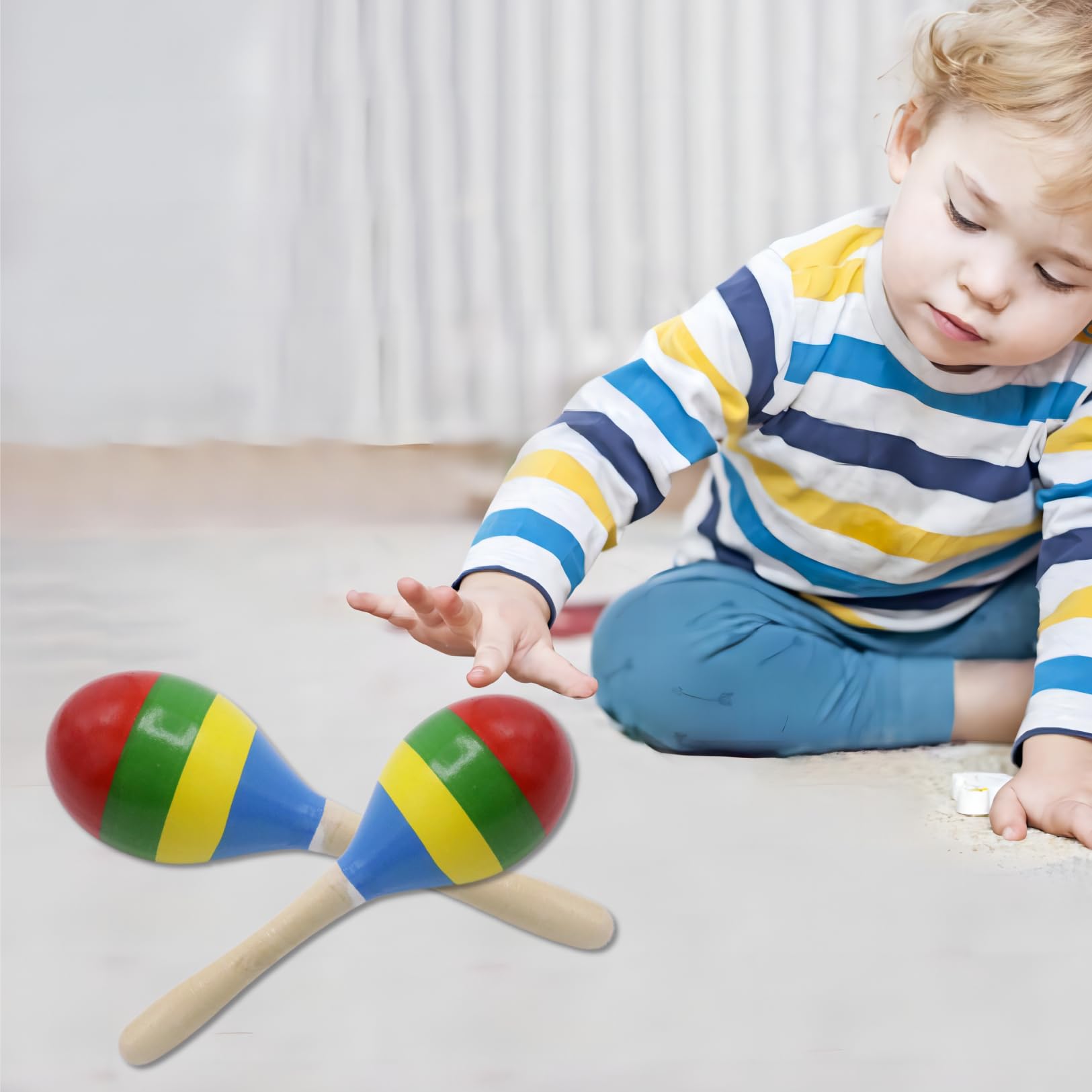 Cheerock Wooden Maracas Set, Latin Salsa Rumba Shakers, Hand Percussion Rattles for Rhythm and Music Making, Ideal for Bands, Ensembles, Classrooms and Parties, Pack of 2 - Medaid International