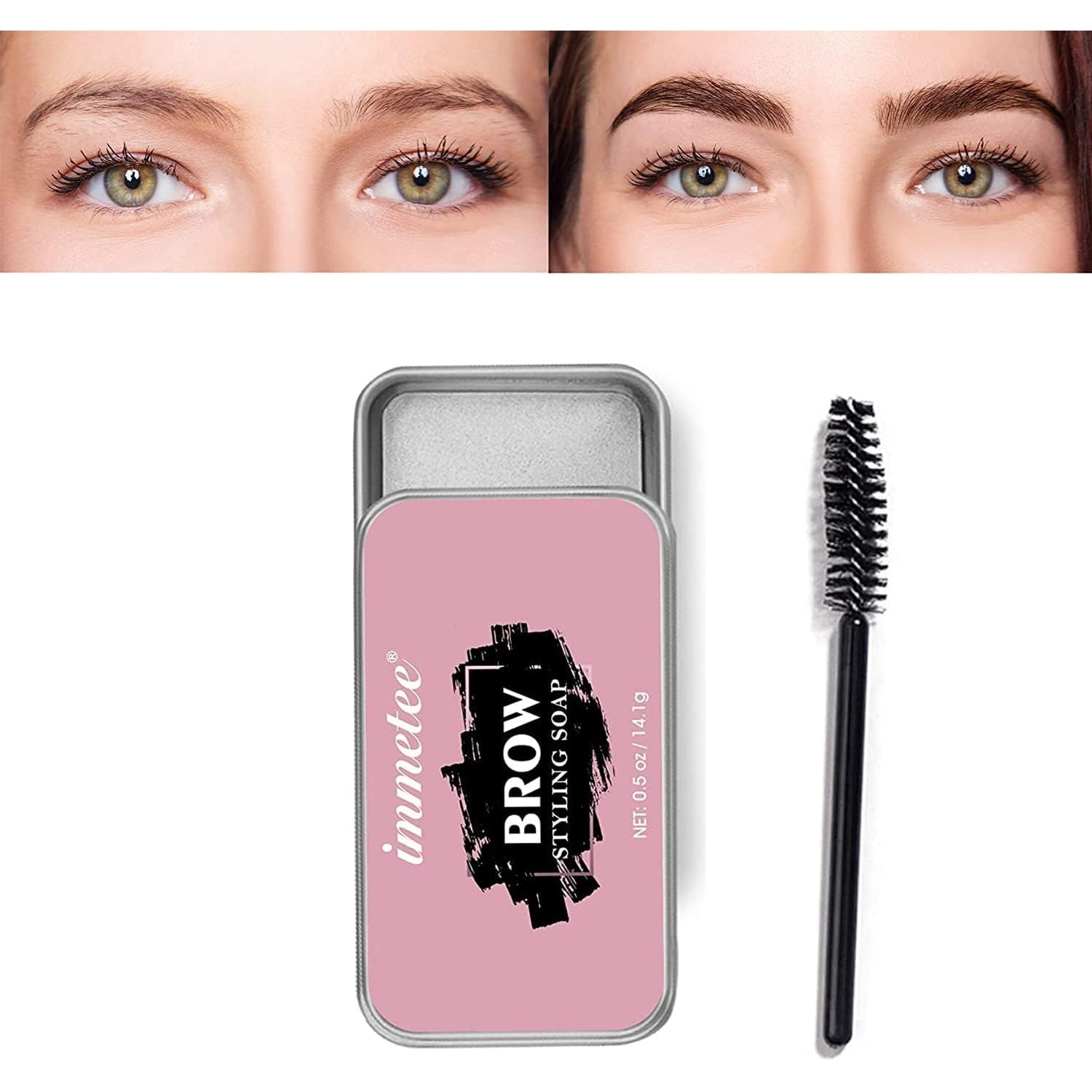 immetee Eyebrow Soap, Excellent Stereotypes Eyebrow Styling Wax, Long-lasting Waterproof Eyebrow Enhancer Gel, 3D Feathery Brows Shaping Soap Brow Freeze -0.5oz(1PC+Brush) - Medaid
