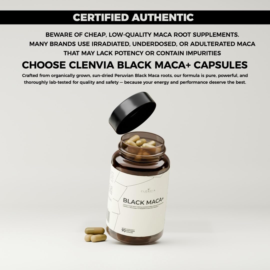 Black Maca Capsules – 1500mg Premium Organic Maca Root Powder – Nutrient-Rich Superfood Packed with Vitamins A, C, B-Complex, Iron, Zinc & Calcium – Non-GMO, Gluten-Free, 90 Count, Made in The USA - Medaid International