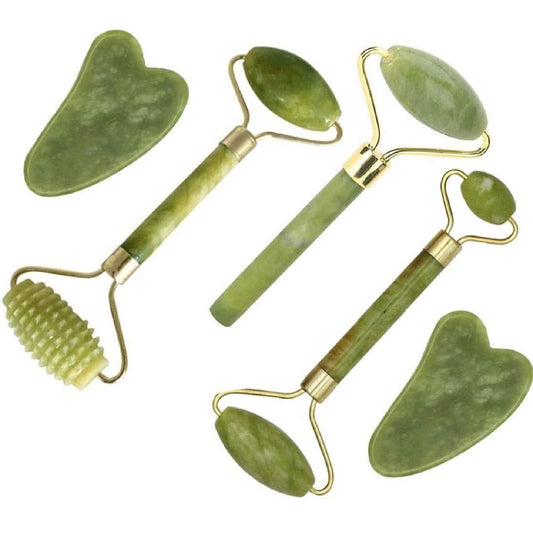 fuvooi Jade Gua Sha Facial Massager Set - 5 in 1 Skin Care Tools with Roller and Massager - Medaid International