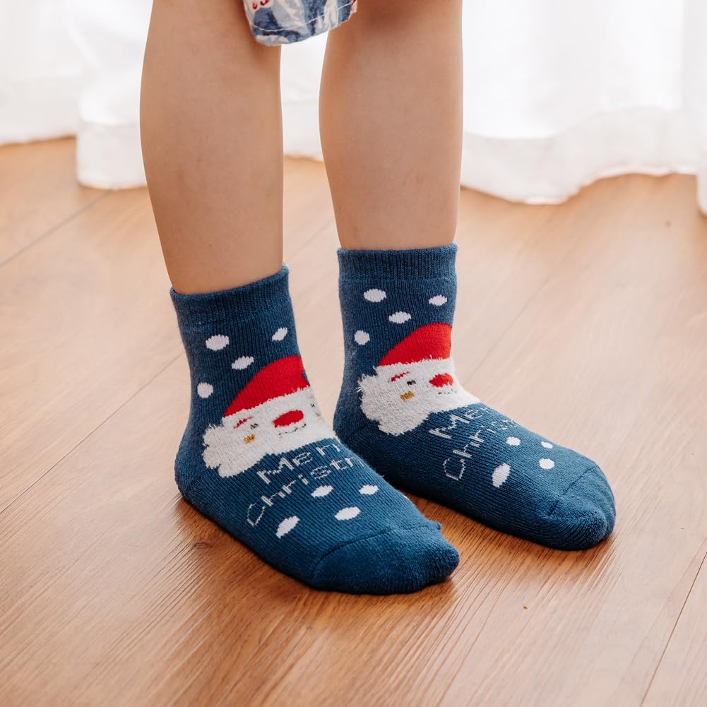 Yvinak Christmas Socks for Kids Toddlers - Xmas Holiday Crew Socks for Boys and Girls - Winter Warm Socks 6 Pairs - Medaid International