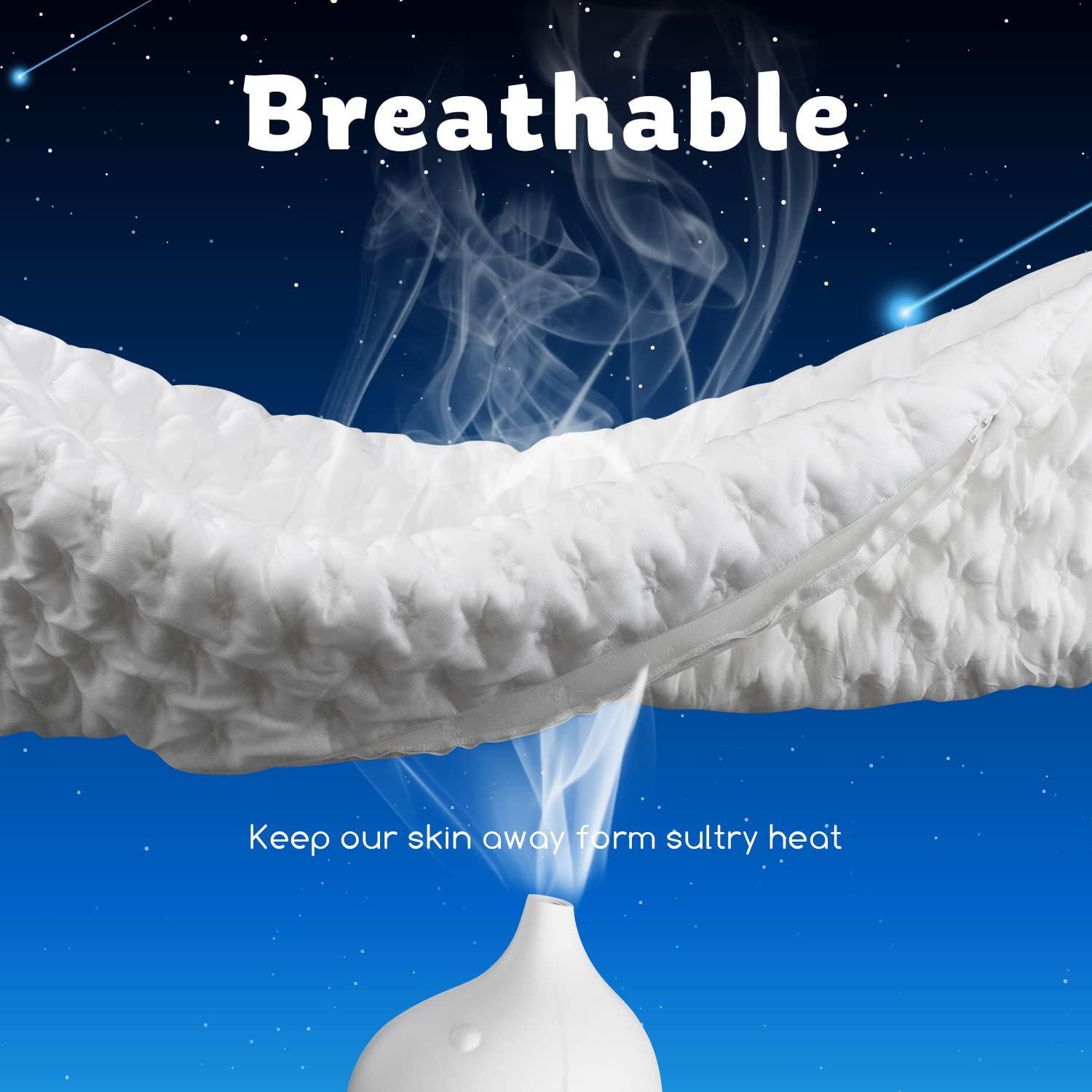 Cooling Side Sleeper Pillow for Neck and Shoulder Pain, Luxury Shredded Memory Foam Curved Bed Pillows for Sleeping Set of 1- Adjustable Queen Size- Washable Cover Crescent White - Medaid International