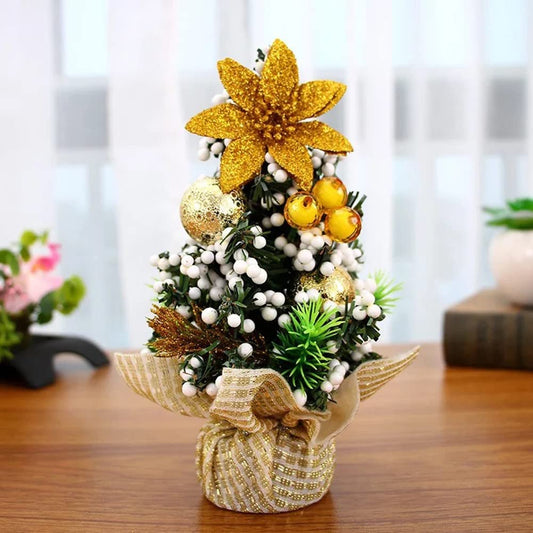 20cm Mini Christmas Tree Ornaments for Table Decorations, Small Artificial Christmas Tree with PVC and Cloth Material, 65g Weight Holiday Decoration - Medaid International