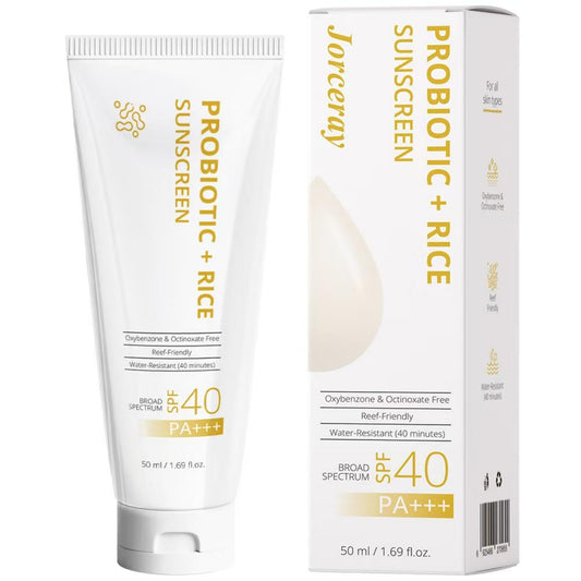 Rice + Probiotics Organic Sunscreen, Relief Sun Organic SPF40+ Sunscreens for Face and Body, Nourishing Skin Protection and UV Defen, Skin Care Sunscreen for All Types - Medaid International