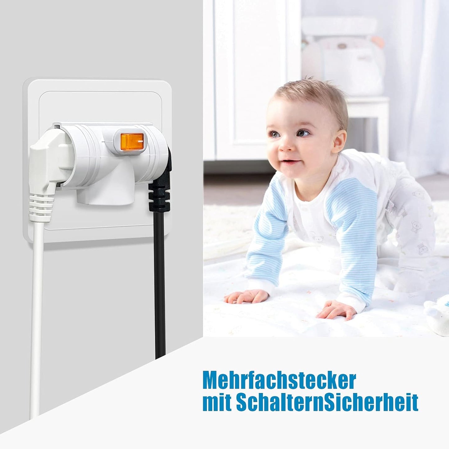 Jexpower - Double Plug Socket Adapter, 3 Outlets, Type B, 3680W Power Capacity