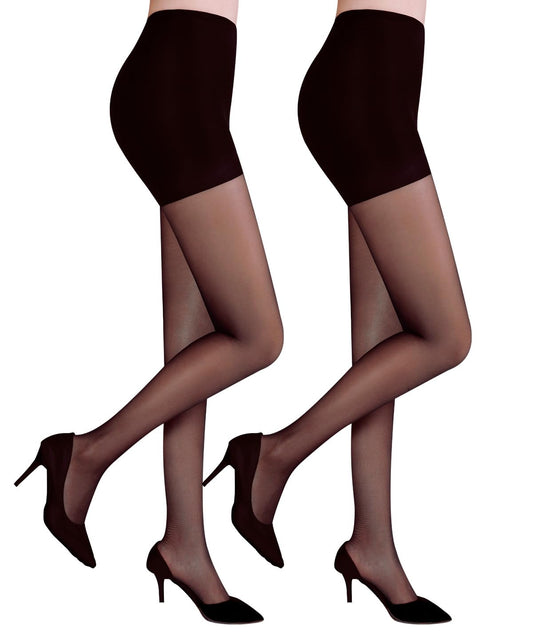 Citystl 2 Pack Black Tights for Women, 30D Sheer tights Control Top Pantyhose with Reinforced Toes - Medaid International