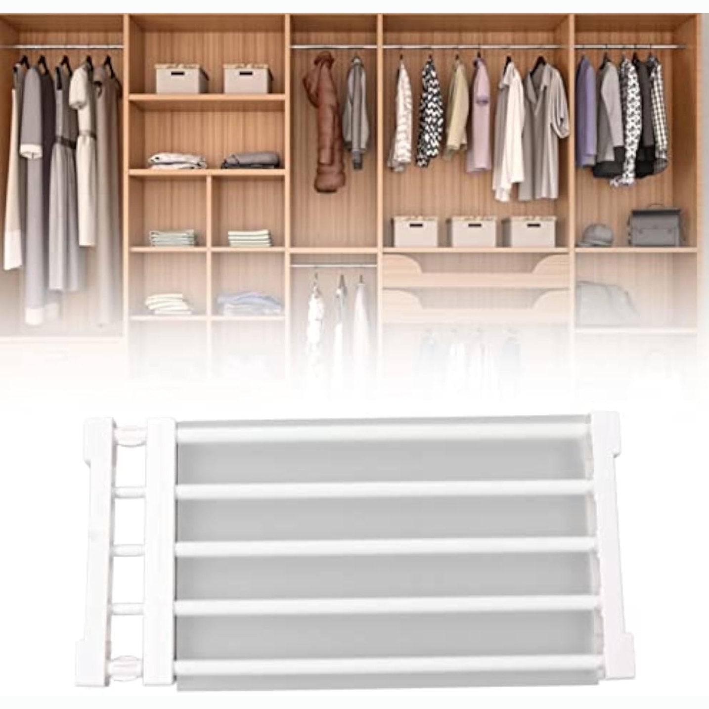 منظم رفوف خزانة قابل للتوسيع من نالاكال، 30-40 سم، رف واحد، حامل يثبت على الحائط، سعة 20 كجم