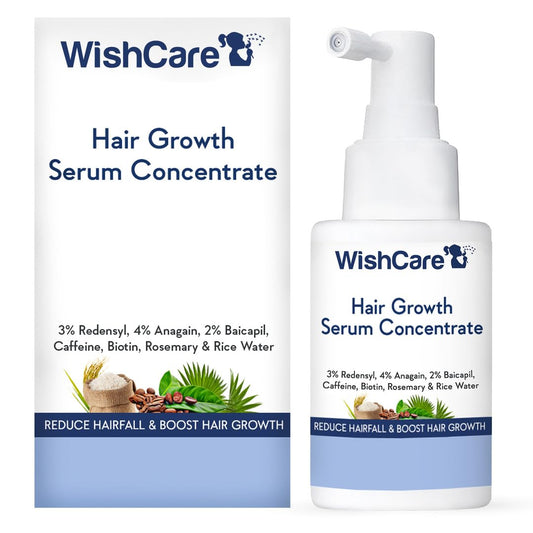 WishCare Hair Growth Serum Concentrate - Rosemary, 3% Redensyl, 4% Anagain, 2% Baicapil, Caffeine, Biotin, Plant Keratin & Rice Water - Medaid International