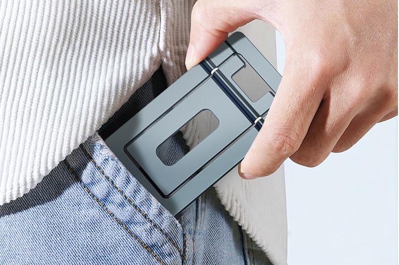 Portable Cell Phone Stand, Foldable Aluminum Adjustable Phone Holder for Desk Travel Essentials Office Accessories Compatible for All Smartphone-Grey - Medaid International