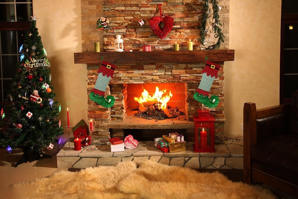 Christmas Stockings Xmas Velvet Green Red Fairy Hanging Stockings Christmas Socks Double Sided Fireplace Hanging Stockings for Christmas Party Decoration Winter New Year Party Favors Holiday Supplies - Medaid International