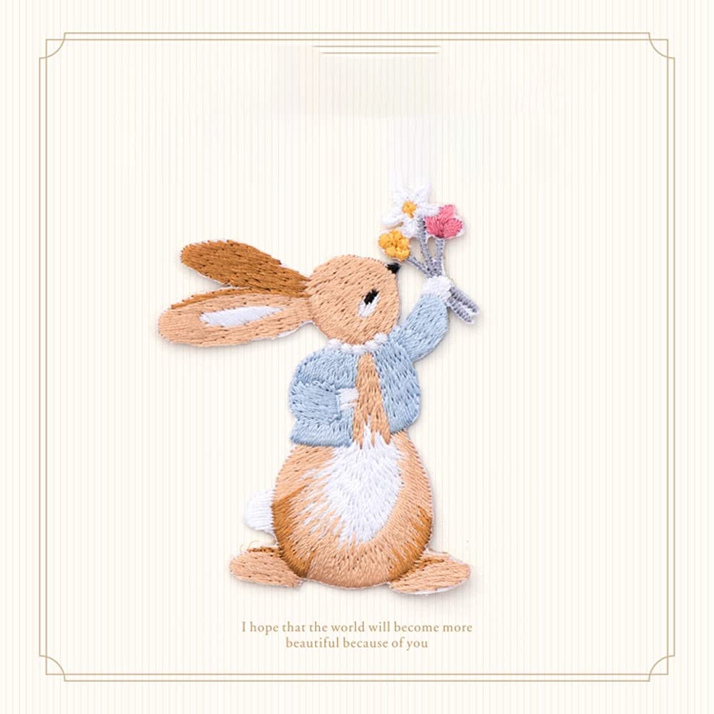 Cute Rabbit Embroidery Patches,Easter Bunny Patches,Iron On Patches for Backpack Jackets Clothes Bag - Medaid International