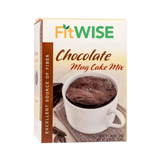 FITWISE - High Protein Mug Cake Mix, 15g Protein, Low Calorie, Low Net Carbs, Low Fat, High Fiber, Gluten Free, Ideal Protein Compatible, 7 Servings Per Box (Chocolate) - Medaid International